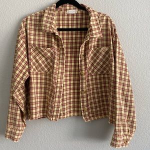 Altar’d State Plaid Cropped Flannel, Size M
